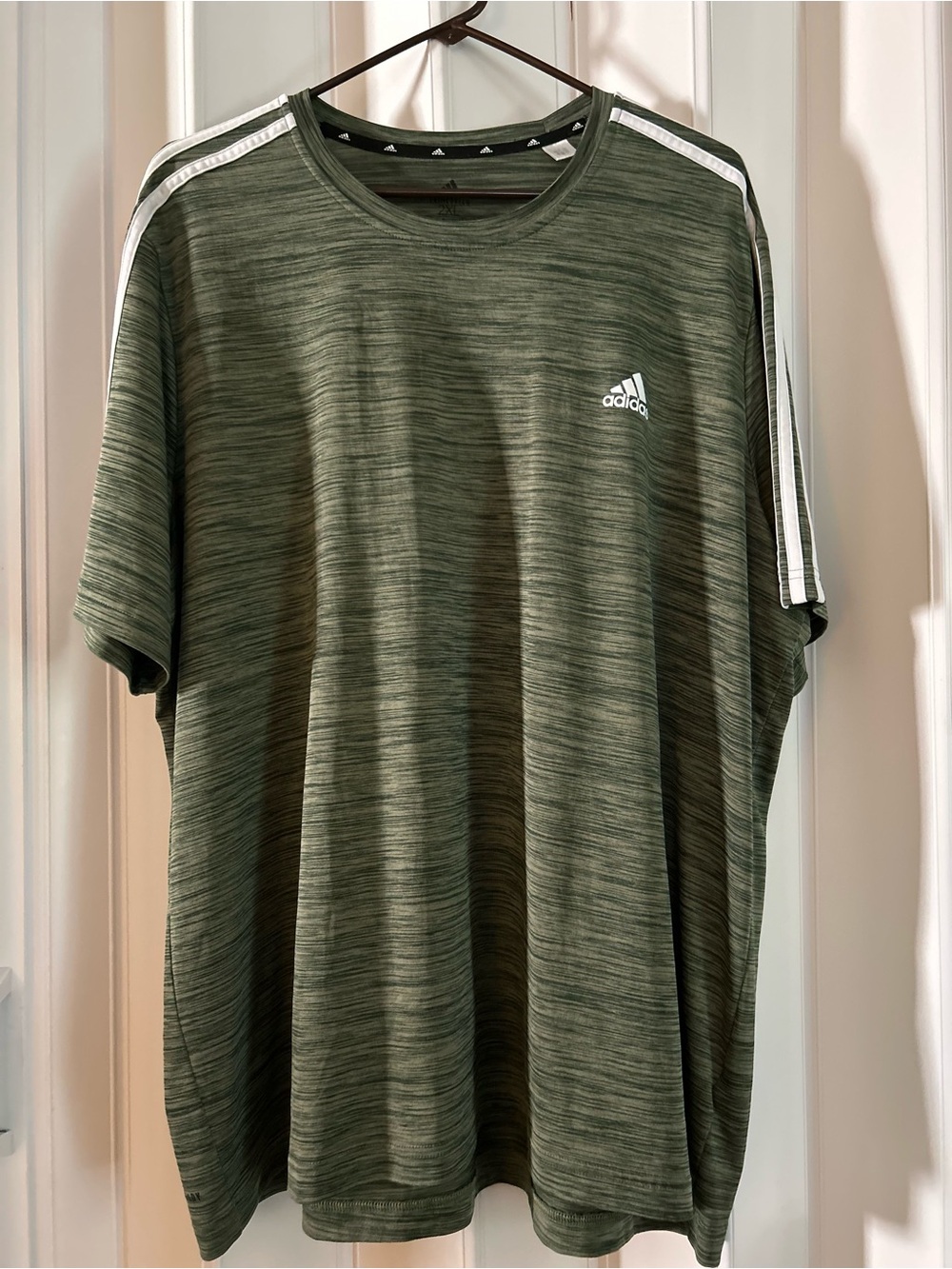 Adidas Aeroready Primegreen 3-Stripe Tee Green Heather Mens Size 2XL